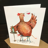 Cruz Illustrations "Pollo Loves Wine" Greeting Card