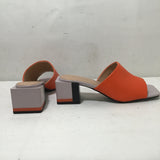 Torgeis Orange Colourblock "Batflow" Mule Wedge Sandals