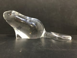 Vintage Signed Steuben Crystal & Garnet Beaver