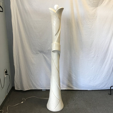 Vintage Art Nouveau White Ceramic Torchier Floor Lamp