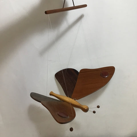 Vintage Mid-Century Modern Solid Wood Butterfly Marionette