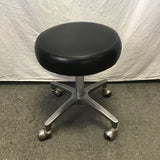 Vintage MCM Del-tube Black Vinyl & Silver Metal Rolling Stool