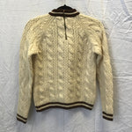 Vintage Tawi Off-White Cable-Knit Wool Sweater