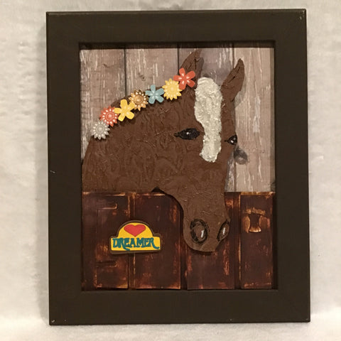 Eltimar Design "Dreamer" Horse in Stable Mixed Media 3D-Artwork