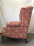 Vintage Orange Floral Upholstered Wingback Recliner