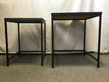 Set of 2 Modern Tropical Wood & Black Metal Nesting Tables