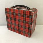 Vintage MCM Aladdin Ind. Red Plaid Metal Lunchbox & Thermos Set