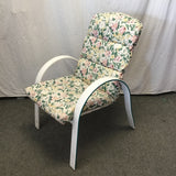 Single Modern White Metal & Botanical Upholstered Patio Chair