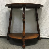 Vintage Solid Cherry Colonial 2-Tier Half-Circle Side Table