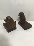 Pair Vintage "Black Forest" Hand Carved Wooden Dog Bookends