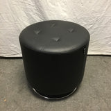 Modern MCM Black Tahari Home Black Vinyl Swivel Ottoman