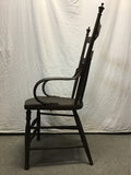 Vintage Black-Stained Solid Oak Accent Chair