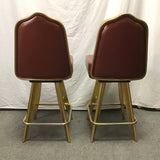 Pair of MCM Gasser Chair Co. Red Counter Height Casino Swivel Bar Stools