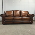 Retired Modern Mission Havertys' "Vintage Autumn" Leather Queen Sleeper Sofa