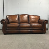 Retired Modern Mission Havertys' "Vintage Autumn" Leather Queen Sleeper Sofa