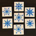 Susan Sitaraman Single Hand Painted Snowflake Mandala On White Tile Magnet