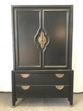 Vintage Chinoiserie Black Tropical Wood 6-Drawer 4-Cubby Chest of Drawers