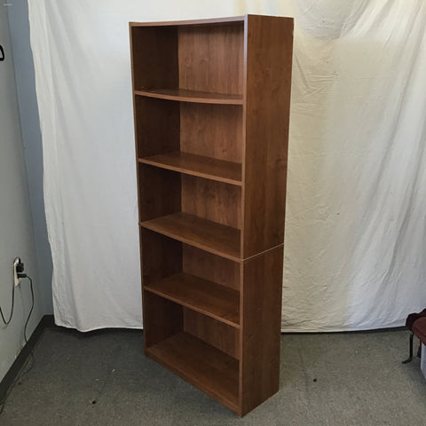 Modern Faux-Oak Laminate 5-Tier Shelf