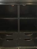 Vintage Chinoiserie Black Tropical Wood 6-Drawer 4-Cubby Chest of Drawers