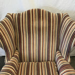 Vintage Striped Velvet Wingback Armchair
