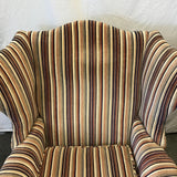 Vintage Striped Velvet Wingback Armchair