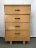 Vintage MCM Oak Veneer 4-Drawer Chest of Drawers