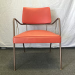 Vintage MCM Orange Vinyl & Brown Metal Armchair