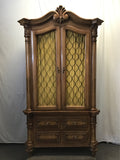 Vintage Carved Solid & Oak Veneer Armoire