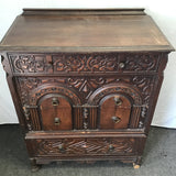 Vintage Jacobean Walnut Veneer 4-Drawer Chest of Drawers