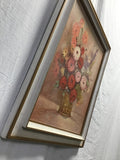 Framed Signed Original 1971 Flowers In Vase Oil Painting