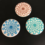 Susan Sitaraman Single Hand Painted Monochrome Flower On Round White Tile Magnet