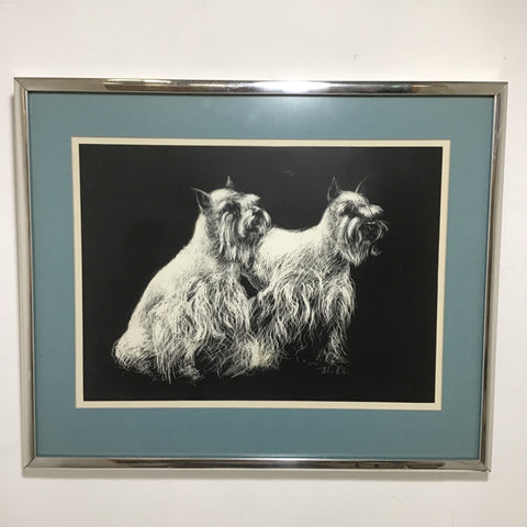 Framed Black & White Schnauzer Art Print