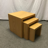 Set of 3 Modern Oak Veneer Cube Nesting Tables