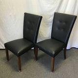 Set of 2 Modern Black Faux-Leather Dining Chairs