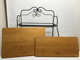 Vintage Longaberger Solid Maple & Grey Metal 2-Tier Shelf