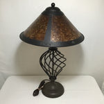 Craftsman Brown Metal Spiral & Mica Table Lamp