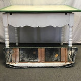Vintage Farmhouse Green & White Enamel-Top Dining Table