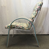 Single Modern White Metal & Botanical Upholstered Patio Chair