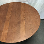 Modern Round Oak & Black Metal Dining Table