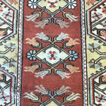 Vintage Orange & Off-White Wool 3x4 Area Rug