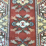 Vintage Orange & Off-White Wool 3x4 Area Rug
