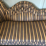 Reupholstered Antique Blue & Gold Striped Fainting Couch