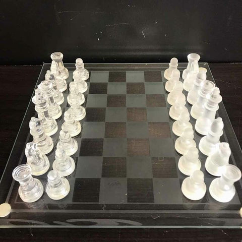 33pc Frosted Glass Chess Set