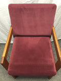Vintage Red Upholstered Solid Oak Office Chair
