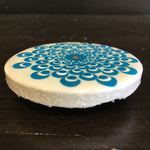 Susan Sitaraman Single Hand Painted Monochrome Flower On Round White Tile Magnet