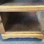 Vintage White-Clad Solid Oak Rolling Stereo Cabinet