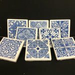 Susan Sitaraman Single Blue & White Tile Pattern Decoupage On White Tile Magnet