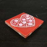 Susan Sitaraman Single Hand Painted Heart On Red Tile Magnet