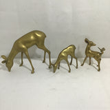 Set of 3 Vintage MCM Solid Brass Deer