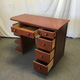 Modern Oak Veneer & Solid Cherry 5-Drawer Kneehole Desk
